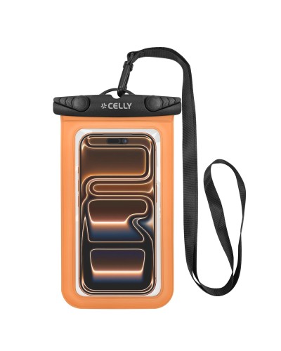 SPLASHBAG26 - Custodia impermeabile per smartphone fino a 7" dimensione display, design trasparente, chiusura ermetica, laccio 