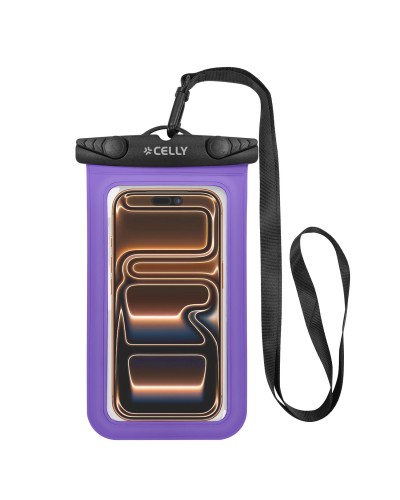 SPLASHBAG26 - Custodia impermeabile per smartphone fino a 7" dimensione display, design trasparente, chiusura ermetica, laccio 