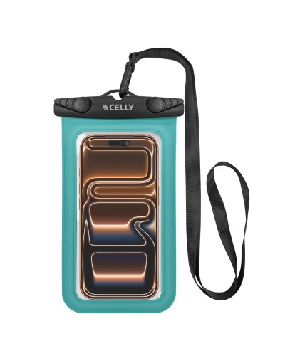 SPLASHBAG26 - Custodia impermeabile per smartphone fino a 7" dimensione display, design trasparente, chiusura ermetica, laccio 