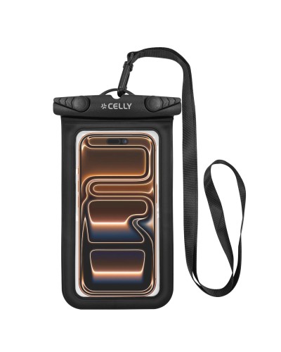 SPLASHBAG26 - Custodia impermeabile per smartphone fino a 7" dimensione display, design trasparente, chiusura ermetica, laccio 