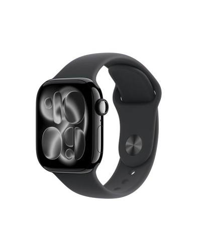 Apple Watch Series 11 GPS, Cassa 42 mm in alluminio Jet Black con Cinturino Sport nero - S/M
