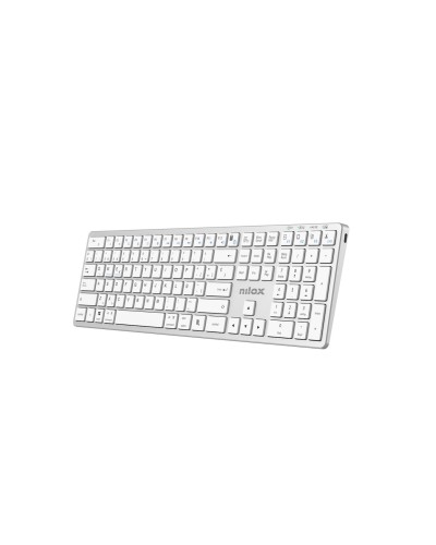 NILOX TECH - Tastiera connessione wireless DUAL (BT 5.2 e Dongle 2.4GHZ), ricaricabile tramite porta USB-C, cavo incluso, 110 t