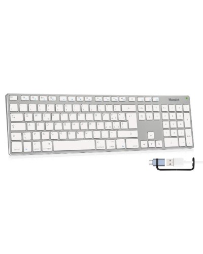 XKKITA-MCX  Tastiera USB estesa in alluminio con tastierino numerico MAC compatibile + USB-C adapter
