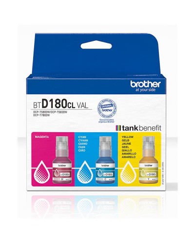 Kit da 3 flaconi inchiostro Ciano, Magenta, Giallo Brother BTD180CLVAL