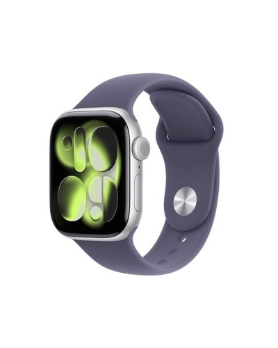 Apple Watch Series 11 GPS, Cassa 42 mm in alluminio color argento con Cinturino Sport viola nebbia - S/M