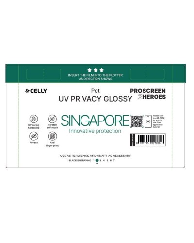 PROFILMPRO GLOSSY UV - Pellicola UV da 5 pezzi con finitura lucida e funzione Privacy compatibile con il plotter ProScreenPro -