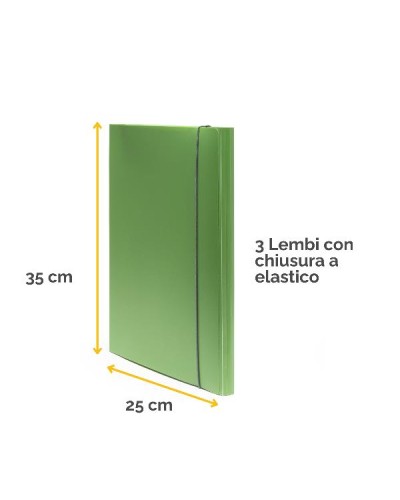 Cartella 3 lembi Holos verde in plastica riciclata