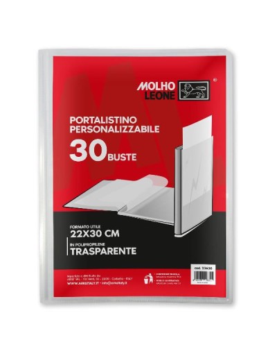 Portalistino personalizzabile 30 buste A4 (conf.24)