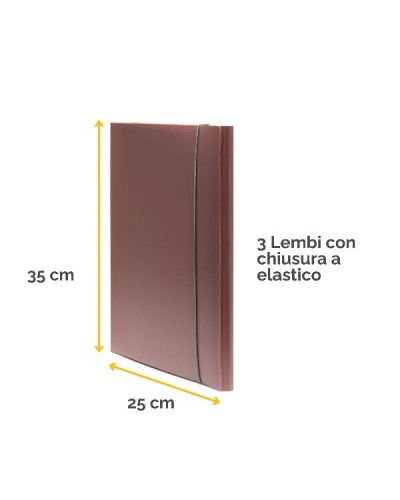 Cartella 3 lembi Holos marrone in plastica riciclata