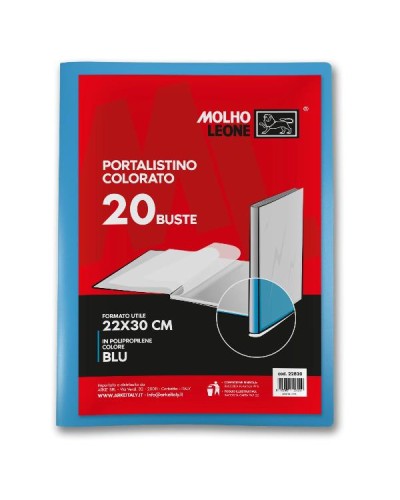 Portalistino 20 buste azzurro A4 (conf.24)