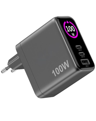 TCSCREEN2C1A100 - 100W GaN Wall Charger with integrated Screen