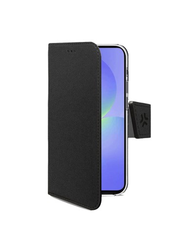 WALLY - Custodia a libro in pelle sintetica con chiusura flap magnetico, slot per carte e funzione stand colore nero compatibil