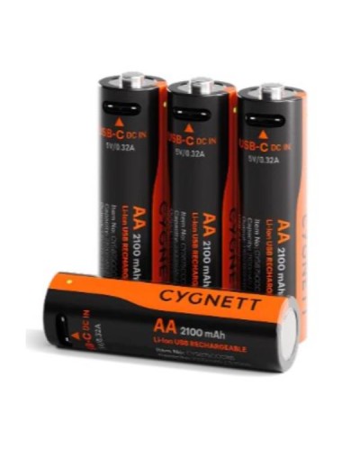 AA USB-C Rechargeable Battery - 4 Pack - Black