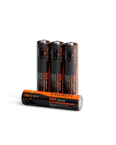 AAA USB-C Rechargeable Battery - 4 Pack - Black