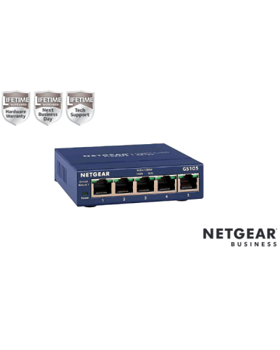 NETGEAR GS105GE Switch Unmanaged 5 porte Gigabit, Garanzia a vita  e NBD