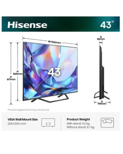 43 A79S QLED 4K ULTRA HD SMART VIDAA - STAND CENTRALE