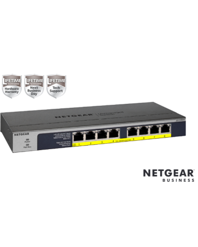 NETGEAR GS108PP-100EUS Switch Unmanaged PoE a 8 porte con budget energetico 123W