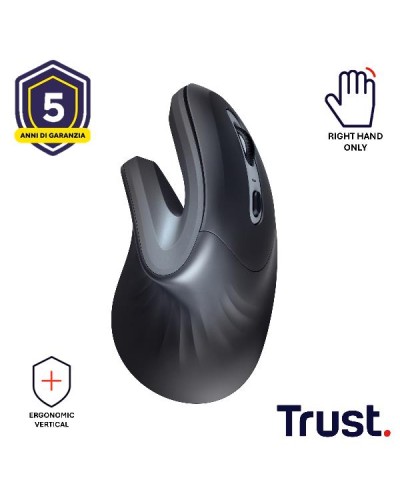 MOUSE ERGONOMICO VERTICALE WIRELESS - 1600DPI - TRUST VERRO - NERO
