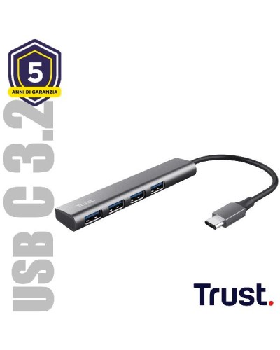 HUB USB C CON 4-PORT USB-C 3.2 - TRUST HALYX - ALLUMINIO