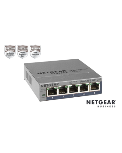 NETGEAR GS105E Switch Smart Managed Plus 5 porte Gigabit,Garanzia a vita+NBD