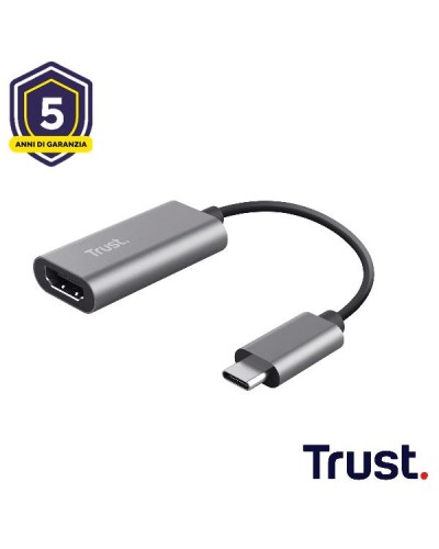ADATTATORE DA USB-C (MASCHIO) A HDMI (FEMMINA) 4K 60HZ - 20CM - TRUST DALYX - ALLUMINIO