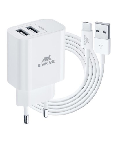 Caricatore da muro 12W 2 USB-A con cavo USB-C