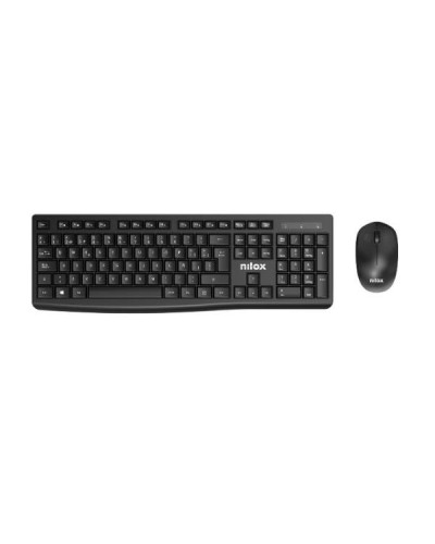 NILOX TECH - Kit Tastiera connessione wireless, 105 tasti, layout italiano + Mouse 1600DPI, connessione wireless 2.4 Ghz, 3 tas