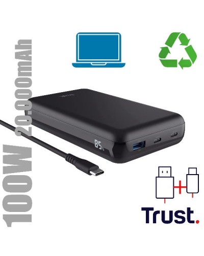 Power Bank 20.000mAh 100W per Laptop USB-C PD 3.0