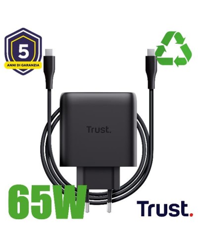 Trust Maxo Alimentatore 65W 2x USB-C GaN Nero