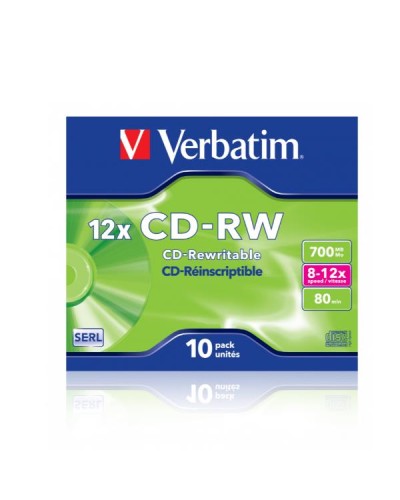 CD-RW 700MB 80min 12x Confezione 10 Pezzi Jewel Case
