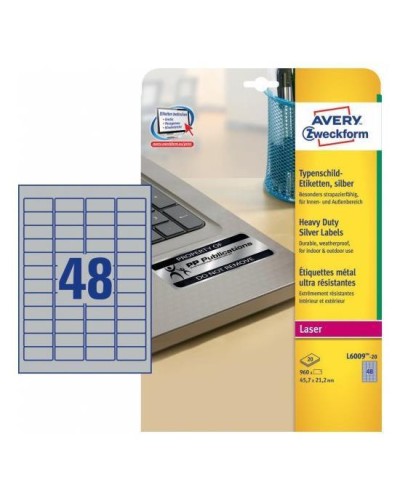 Etichette poliestere argento Laser 45,7 x 21,2 mm (960 pz)