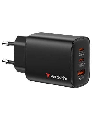Alimentatore da muro Verbatim 3 porte 65W GaN