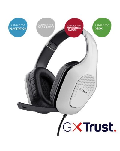 TRUST GXT415 ZIROX Cuffie Gaming Cablate Jack 3,5mm Bianche