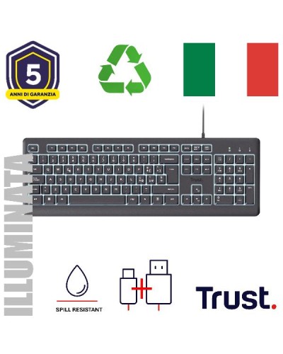 TASTIERA ILLUMINATA CABLATA TRUST LAYOUT ITALIANO