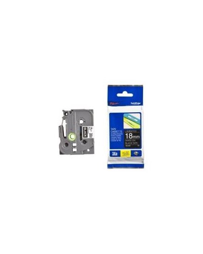 Cassetta Nastro Laminato Brother TZe 18mm Bianco su Nero
