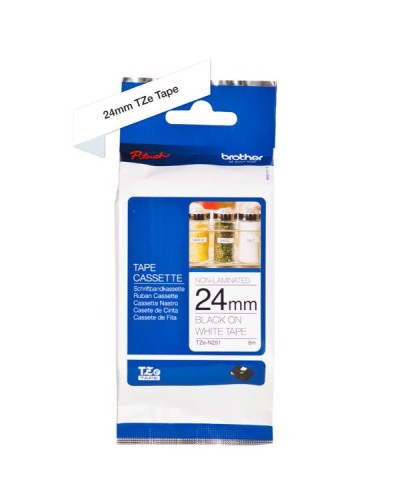 Nastro Brother TZe-N251 24mm non laminato nero su bianco