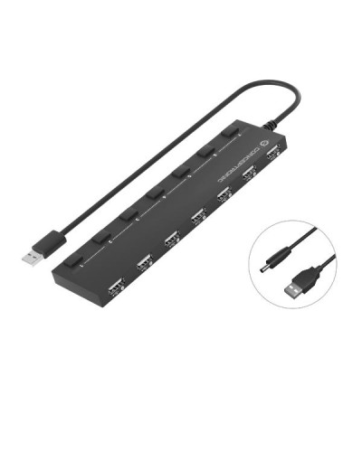 HUB USB 2.0 a 7 porte con interruttore e cavo 90cm