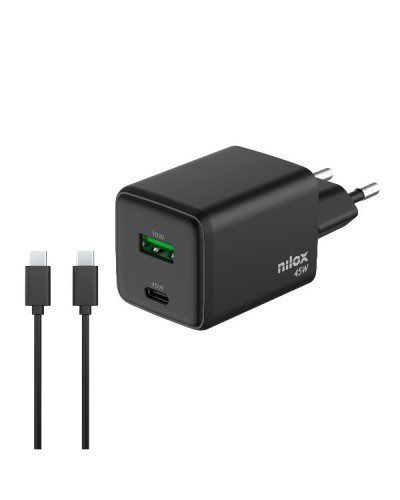Nilox Tech Caricabatteria GaN 45W 2 porte USB-C incluso