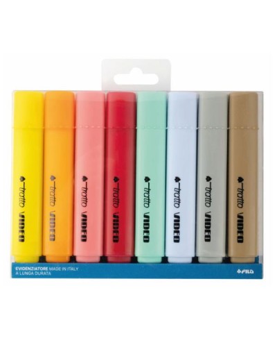 Evidenziatore Tratto Video Pastel, punta a scalpello, 8 pz