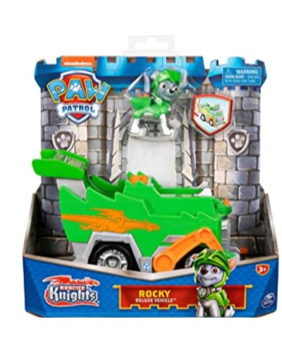 Paw Patrol Rocky Rescue Knights Camion Raccolta Rifiuti