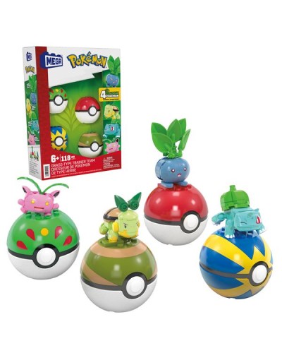 MEGA Pokemon Pokeball di Erba con Bulbasaur, Turtwig