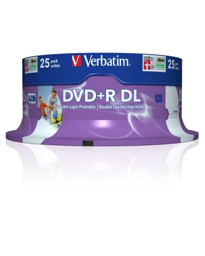Verbatim DVD+R Double Layer 8.5GB 8X Stampabile Spindle 25