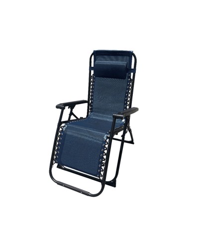Sedia a Sdraio Marbueno Pieghevole Gravità Zero con Cuscino per Giardino e Piscina, Blu Scuro (90x66x108 cm)