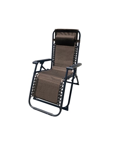 Marbueno Opvouwbare Stalen Ligstoel met Kussen Tuin en Zwembad 90X66X108 cm Zero Gravity Bruin 10007