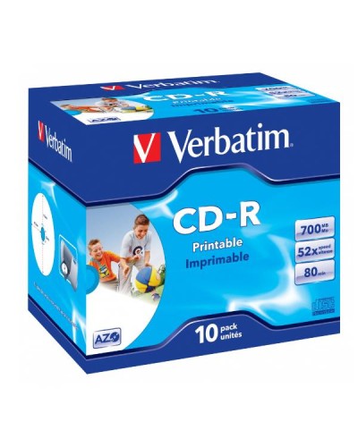 CD-R Verbatim Super AZO Wide Inkjet Printable 52x 10 pz
