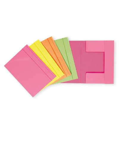 Cartella 3 lembi con elastico NEON dorso 0-3 cm (Conf.25)