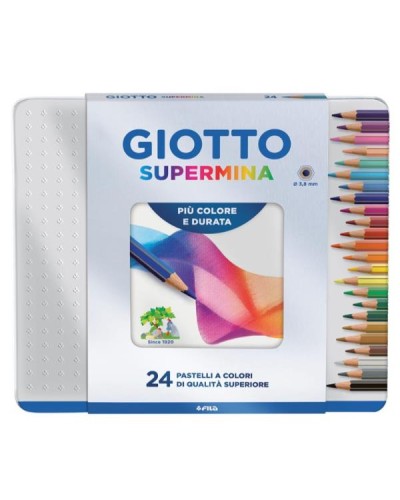 Giotto Supermina Pastelli 24 Colori in Scatola Metallo