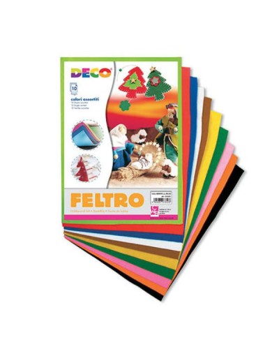 Feltro adesivo colori assortiti 21x30cm 10 fogli