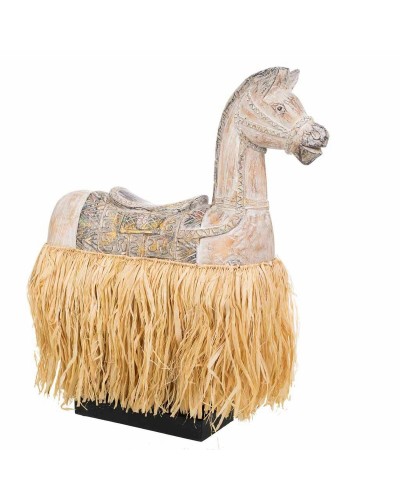 Decoratieve figuren Alexandra House Living Hout Zeealgen Paard 58 x 17 x 44 cm