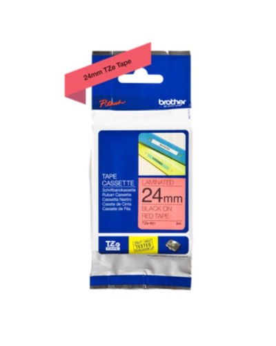 Brother TZe-451 Nastro laminato 24mm nero su rosso